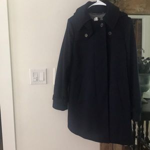 J Crew Women’s Navy Blue hooded wool coat